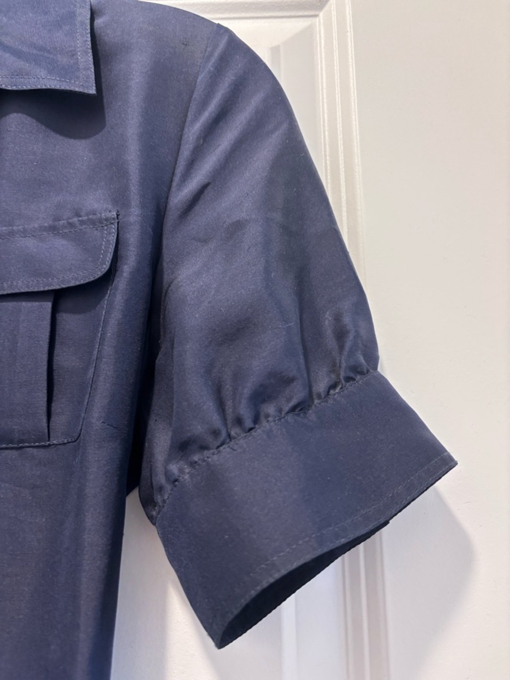 Banana Republic Navy Shirt Midi Dress with Tie Waist - Picture 4 of 6